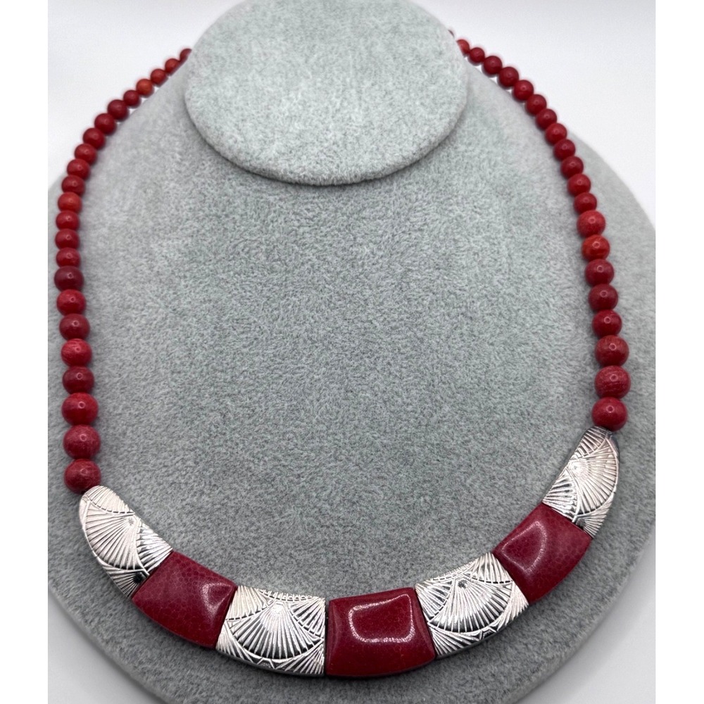 Jay King Sterling Silver Red Coral Necklace Gallery Collection